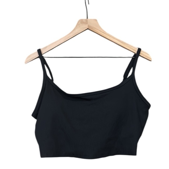 Aerie Cropped Scoop Neck Ribbed Adjustable Strap Tank Top Black XL - Picture 1 of 7